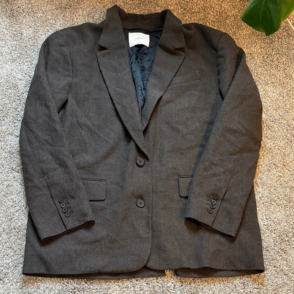 Aritzia Wilfred Brown Tweed Blazer